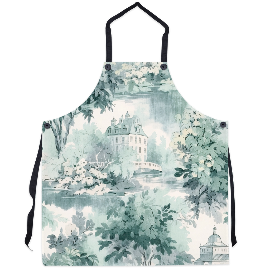 Mint French Country Toile Kitchen Apron